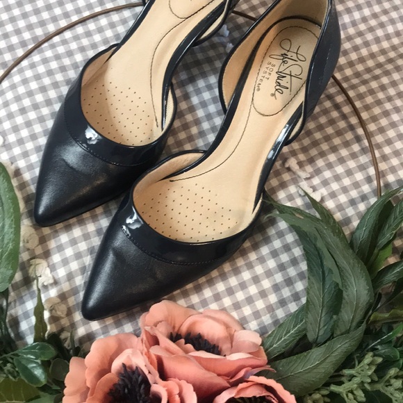 Life Stride Shoes - Navy Blue with navy patten leather trim